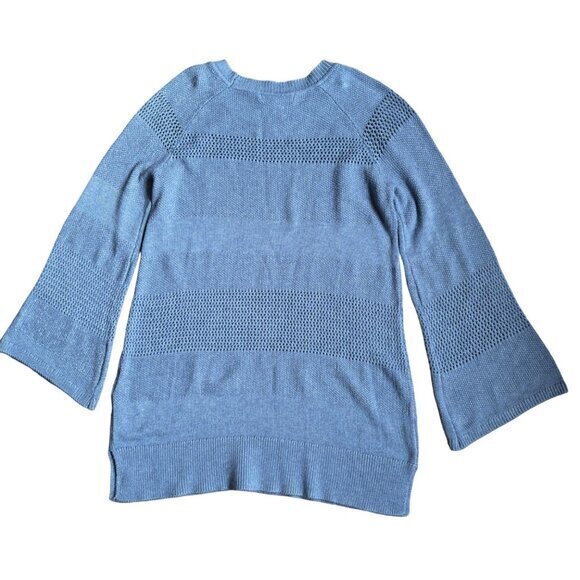 Liverpool Women's Sweater Size Small Light Blue Pointelle Pullover Crew Neck Bel - Picture 8 of 9